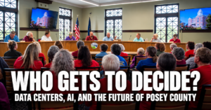 Who Gets to Decide? Data Centers, AI and the Future of Posey County — original publication artwork